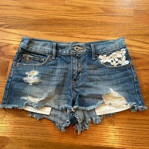 Abercrombie kids low waisted denim jean shorts size girls 14